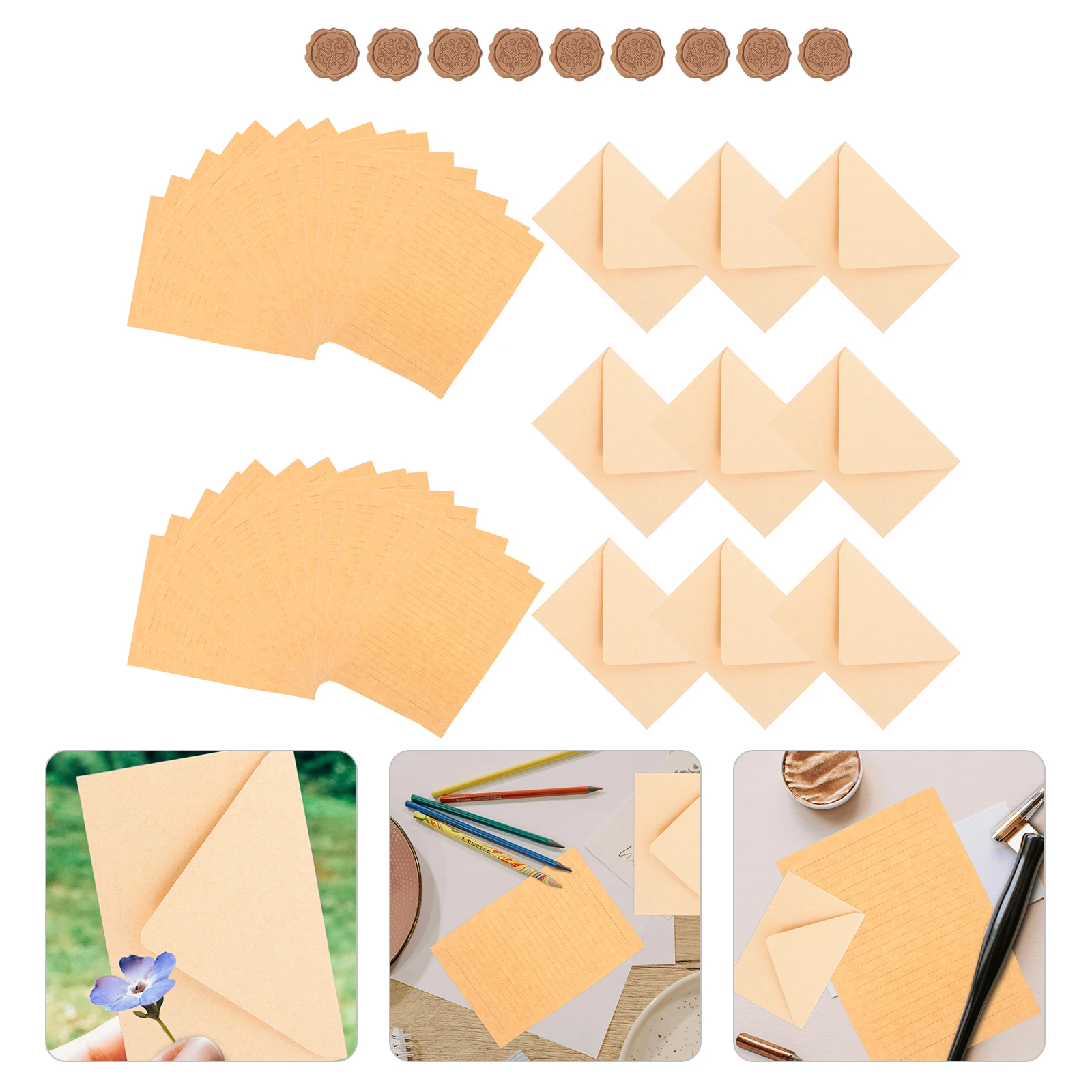 1 Vintage Letter Writing Set Envelopes Lined Writing Paper Wax Seal Kit For Romantic Love Letters Weddings Announcements Wedding