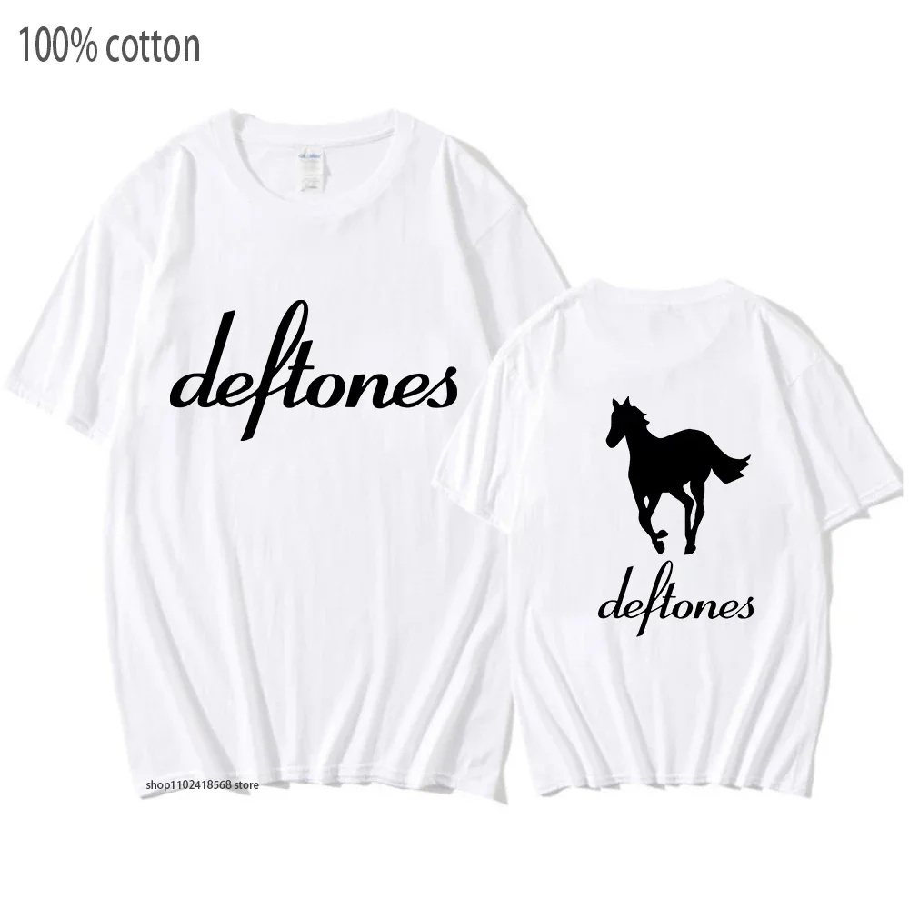 Deftones T-Shirts Hip Hop Women Around The Fur Tour Band Tshirt Goth Retro Grunge Clothes 100% Cotton Women Y2k Mens T Shirts