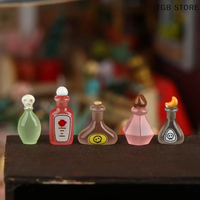 5Pcs Miniature Vintage Magic Bottle Decoration Ornaments Dollhouse Magic Scene Accessories Party Favors & Holiday Gifts