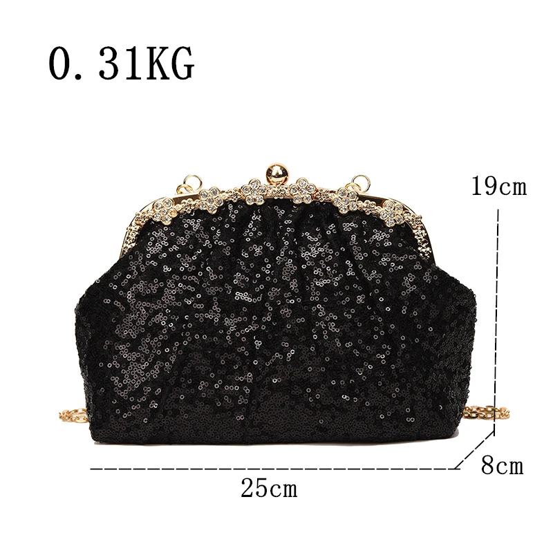 Fashion Women Bag Evening Clutch Bag Diamond Sequin Wedding Clutch Purse and Handbag Party Banquet Chain Shoulder Messenger Bag