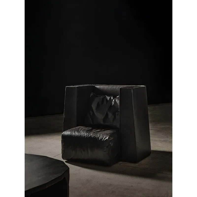 Single cowhide sofa fashion pioneer sculpture personality black art modeling