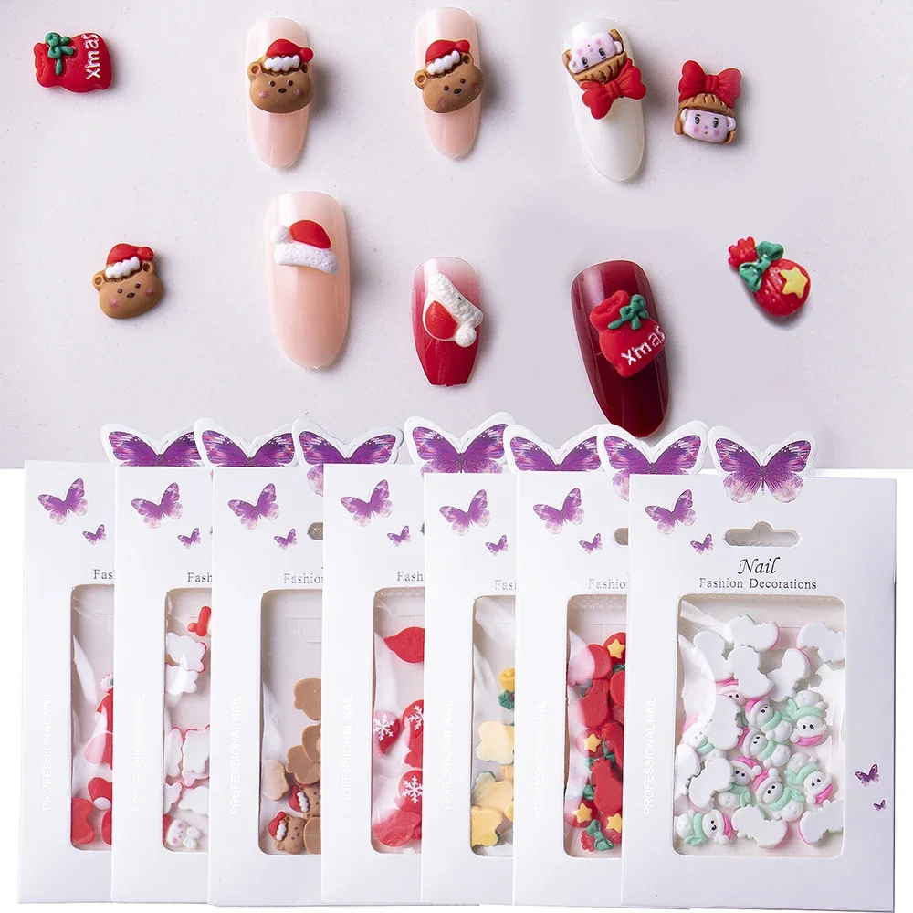 

20pcs Christmas Nail Charms Art Decoration Tools Korean Nails Accessories Cartoon Halloween Nail Supplies Kit Art Decorations