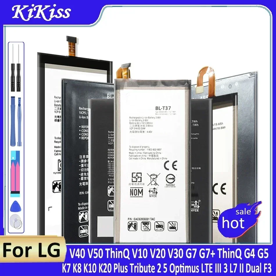 Phone Battery For LG V40 V50 V10 V20 V30 G7+ ThinQ G4 G5 K7 K8 K10 K20 Plus Tribute 2 5 Optimus LTE III 3 L7 II Dual F3