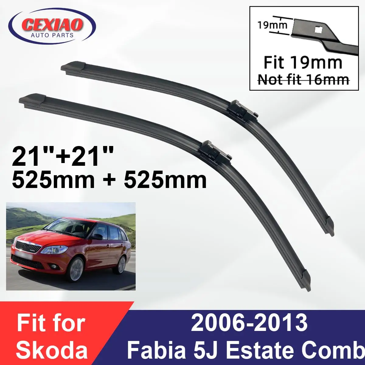 

Щетки стеклоочистителя передние для Skoda Fabia 5J Estate Combi 2006-2013 бескаркасные резиновые чистящие