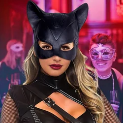 Sexy Catwoman Mask Superhero Selena Cosplay Movie Character Leather Beauty Half Face Prom Mask Halloween Party Props