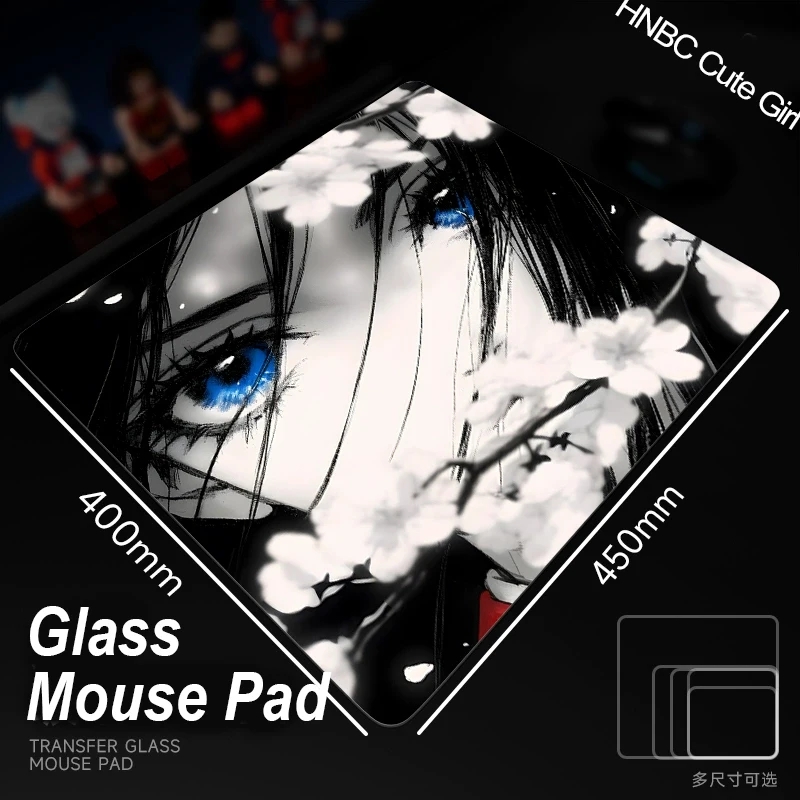 

Japanese Sakura Anime Girl Trendy Photovoltaic Glass Mouse Pad XXL Tempered Upgrade Smooth FPS Gaming Office Desk Pad Home Pad