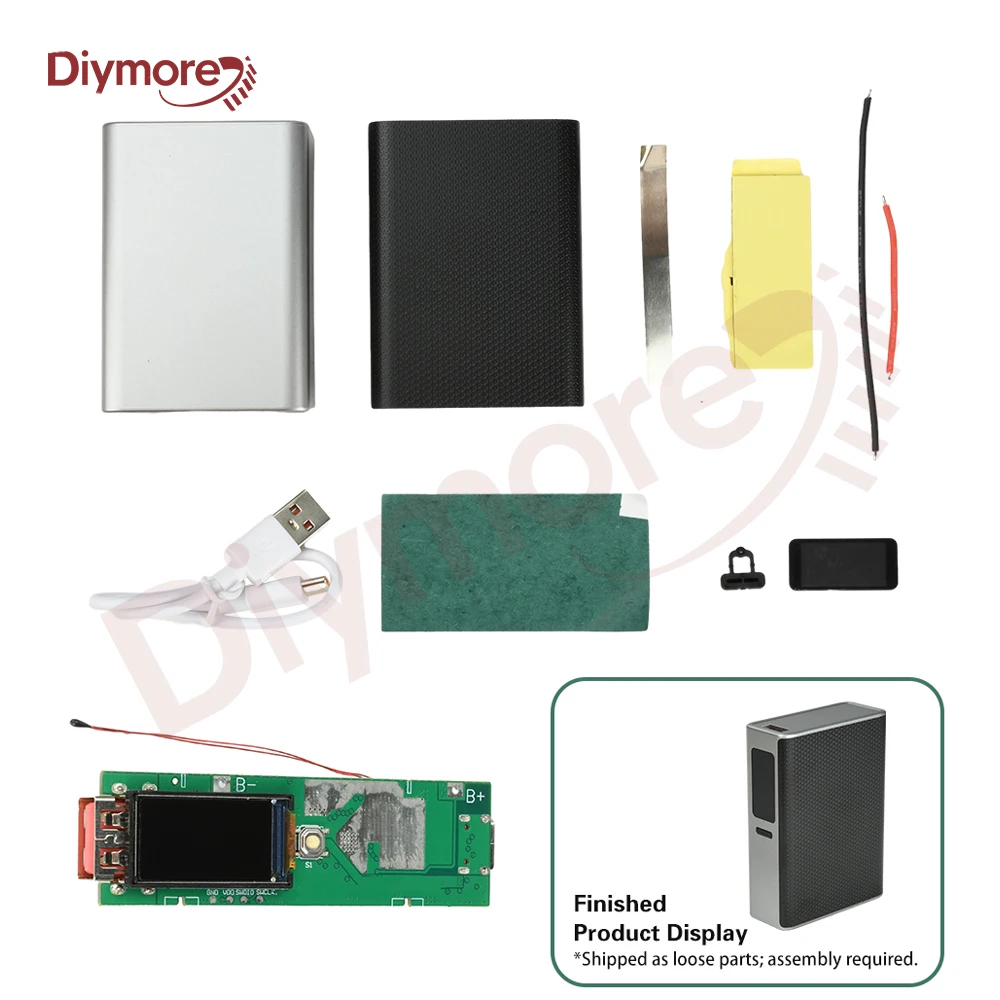 22,5 W Schnelllademodul 0,96 Zoll TFT-Farbbildschirm Digitalanzeige DIY Power Bank Kit 21700 Batteriegehäuse Tragbare Leistung