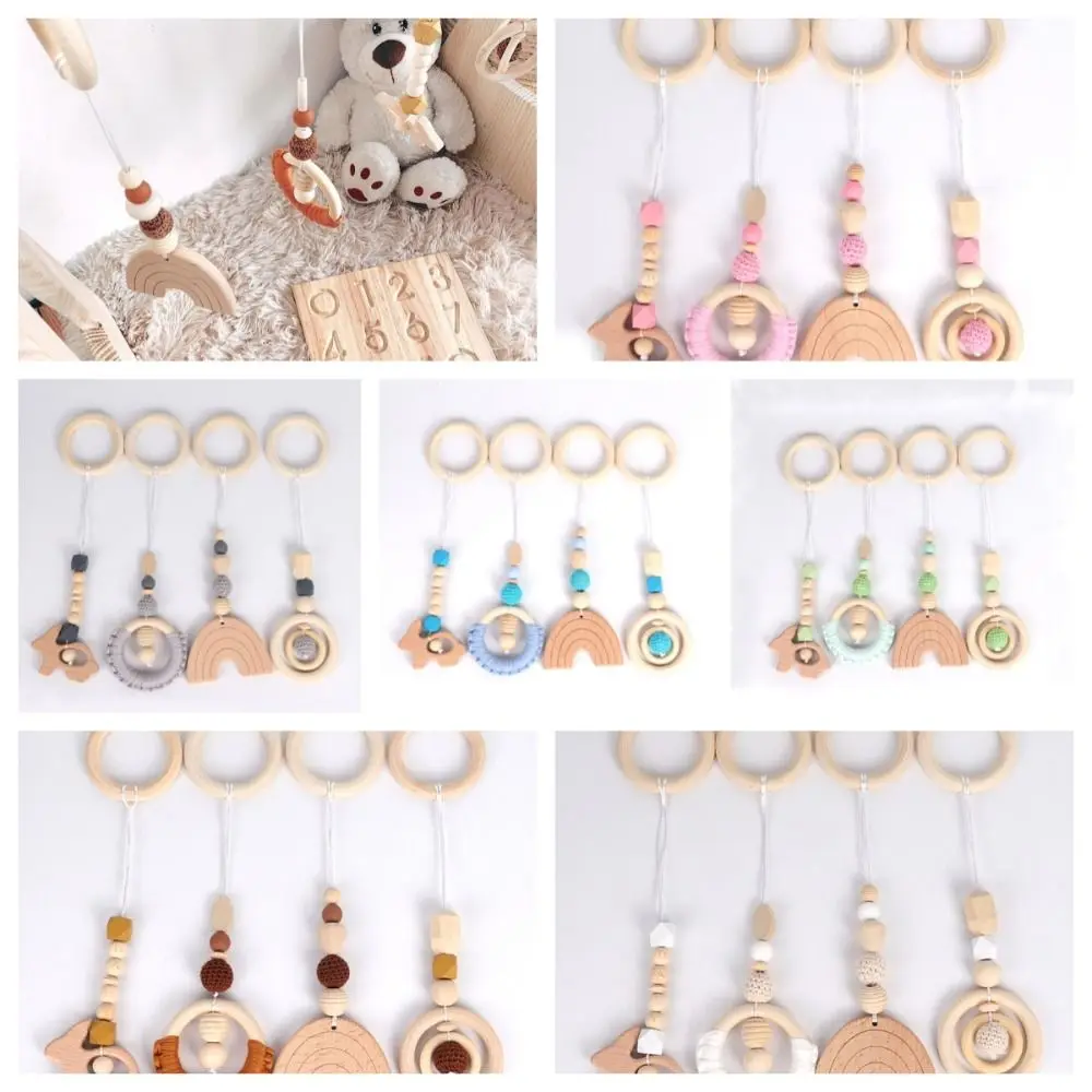 Cognition Sensory Wooden Beech Activity Gym Frame Crochet Rabbit Baby Gym Toys Play Frame Bead Hanging Ring Infant/Toddler