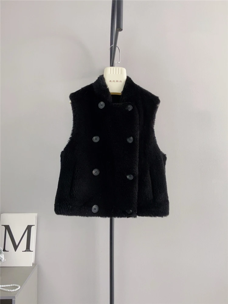 Pure wool short vest, small stature, lamb wool, sheep shearing, composite fur, coat, temperament, autumn and winter