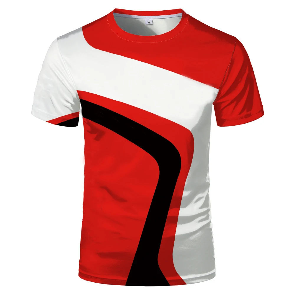 Camiseta solta estampada em 3D masculina, manga curta, blusa com decote em O, roupa esportiva casual