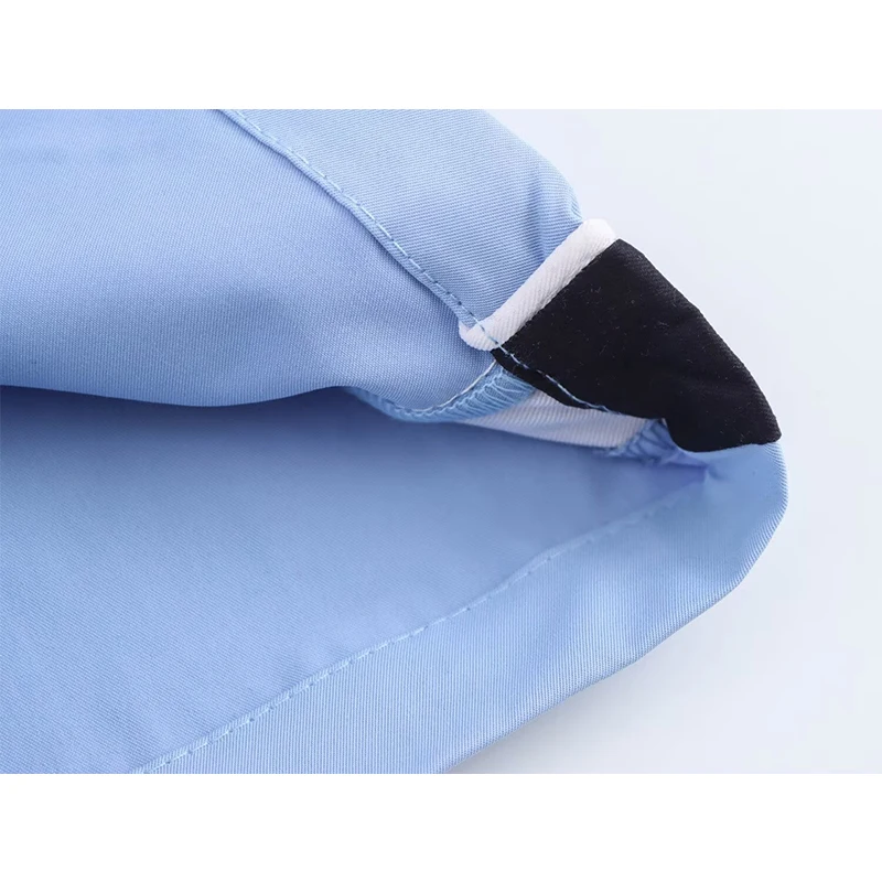 YENKYE الجانب مخطط السماء الزرقاء مستقيم السراويل للنساء ربيع الخريف مرونة عالية الخصر بناطيل كاجوال Sweatpants الإناث