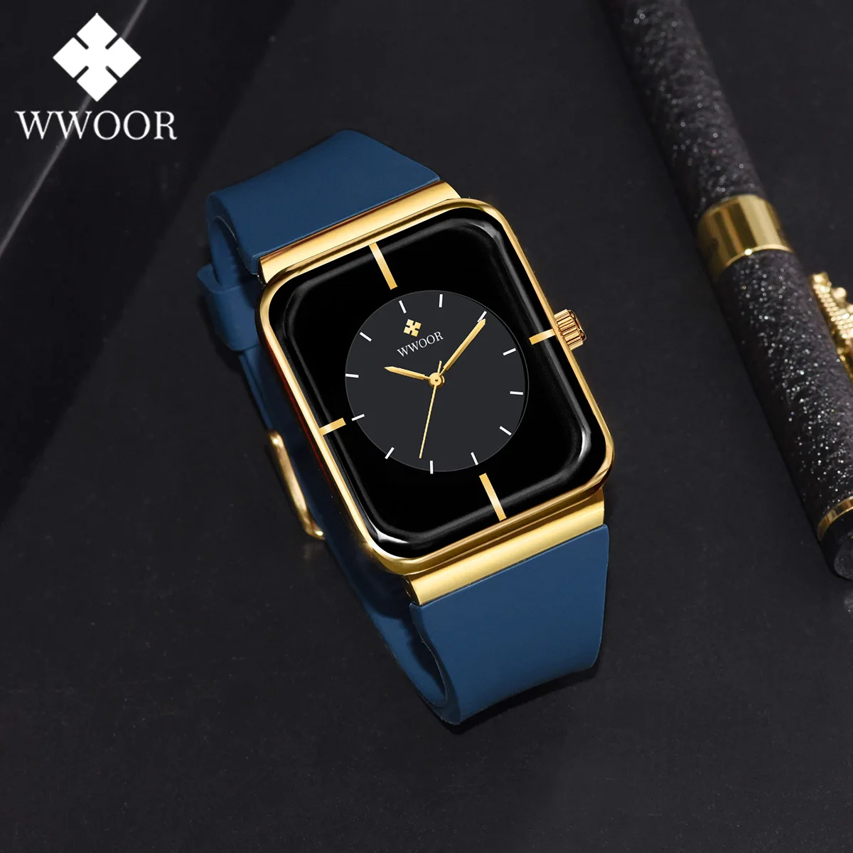 

WWOOR Men's Watches Fashion Casual Waterproof Sport Mens Quartz Wristwatch Square Luxury Watch For Men Clock Relogio Masculino