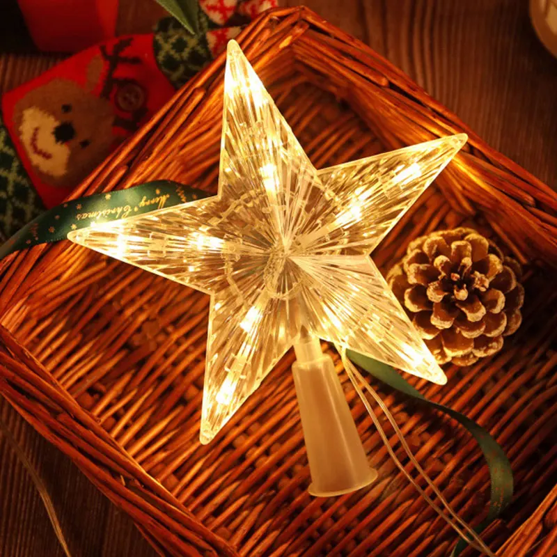 

Christmas Tree Ornaments Top Stars LED Light Lamp Christmas Decorations for Home Xmas Trees New Year 2025 Navidad Natal Noel