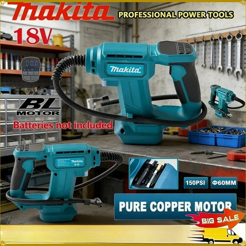 

Беспроводной воздушный компрессор Makita, портативный насос для накачивания автомобильных шин с цифровым дисплеем