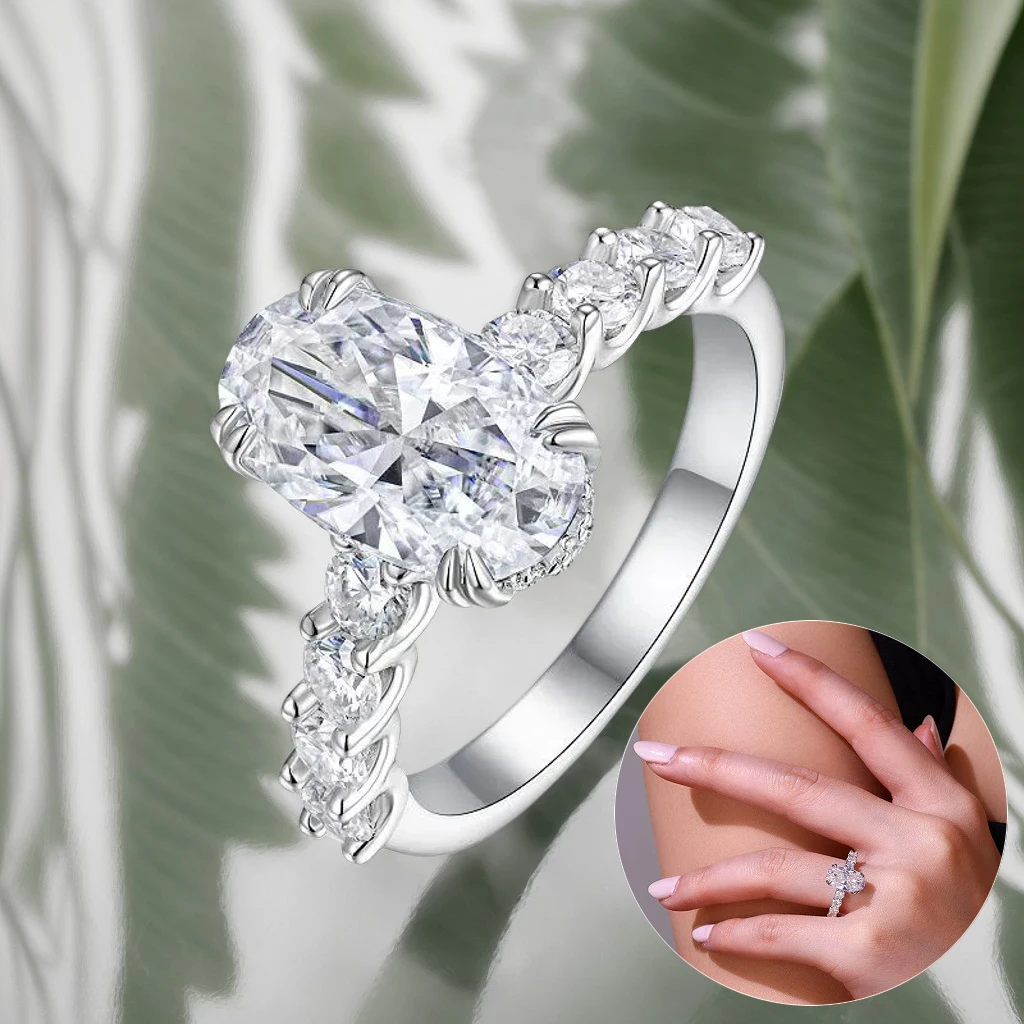 

Apaison настоящее серебро 925 пробы 2 карата VVS1 Pass Test Diamond D Цвет Муассанит Кольцо для женщин Свадебный подарок с сертификатом GRA