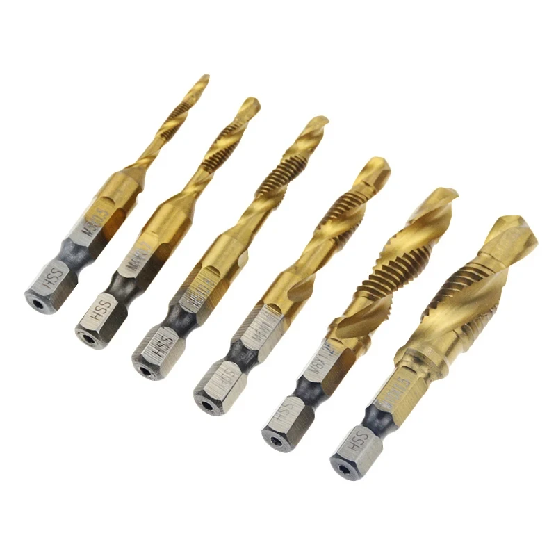 1pc Hand Tap Drill Bits HSS 4341 Screw Spiral Point Thread M3 M4 M5 M6 M8 M10 Metalworking Hex Shank Machine Tap Kit Metric Plug