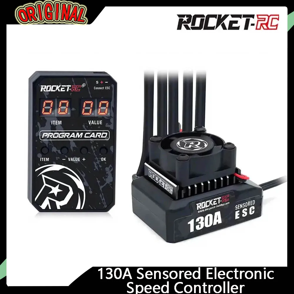 

Rocket-RC 130A Датчикрованный бесщеточный регулятор скорости | 6 В/5 А BEC, охлаждающий вентилятор — идеально подходит для двигателей 380/390/540 (1 радиоуправляемых автомобилей в масштабе 1/10)