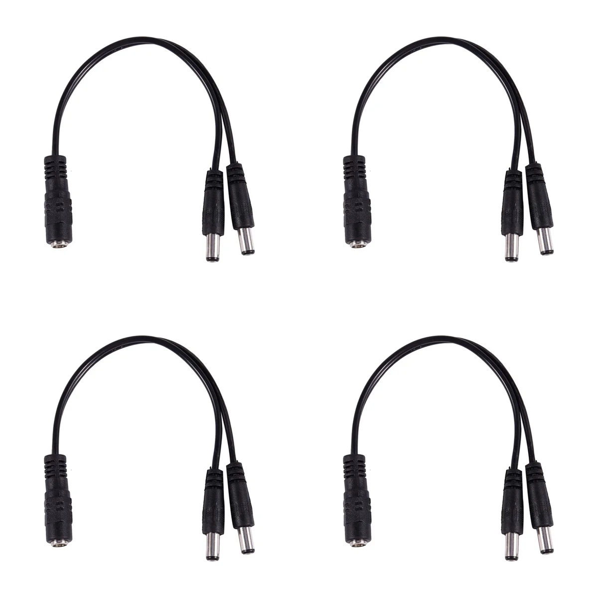 4 Pcs 5.5X2.1mm 1 to 2 M/F DC Power Splitter Cable for Security CCTV Camera