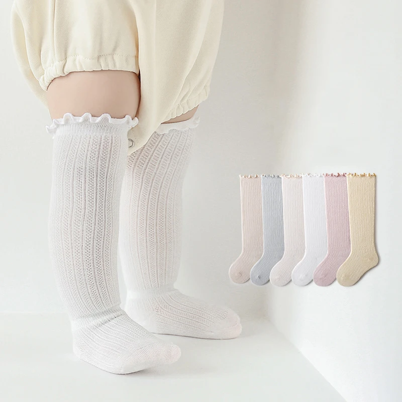 Chaussettes d'Été pour Bébé Fille et Garçon, en Coton Doux, sulf, Espagnoles, à Hauteur du Genou, à Volants