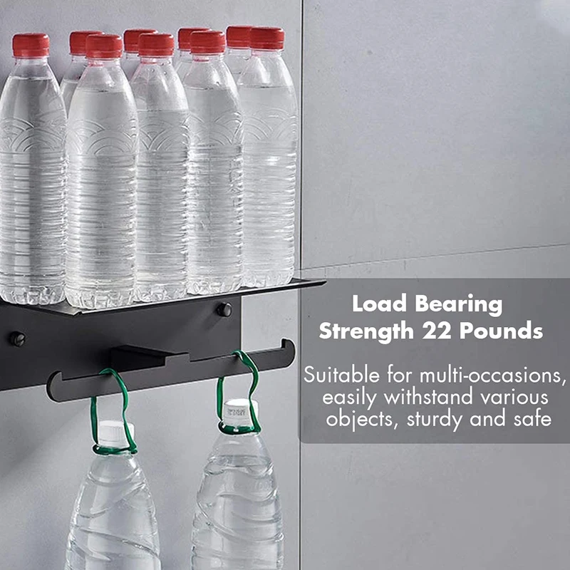 BAAJ-حامل مناديل المرحاض - حامل مناديل المرحاض المثبت على الحائط مع لفات مزدوجة لجميع أنواع ورق التواليت والرف #2