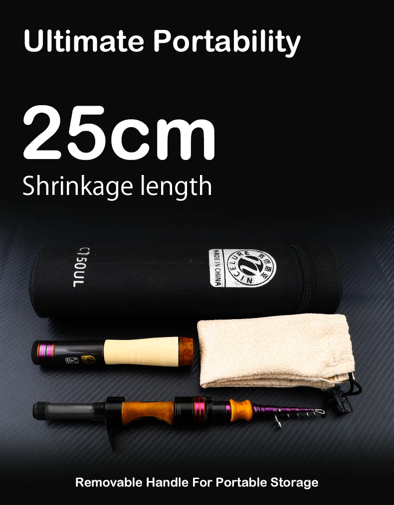 PURELURE NEUE Teleskopstange 1,86 m 2,10 m ML Power BFS 7ft Reisestange Forelle Spinning Casting Solid Tip Carbon Kleiner Köder Barschstange – Detail 17