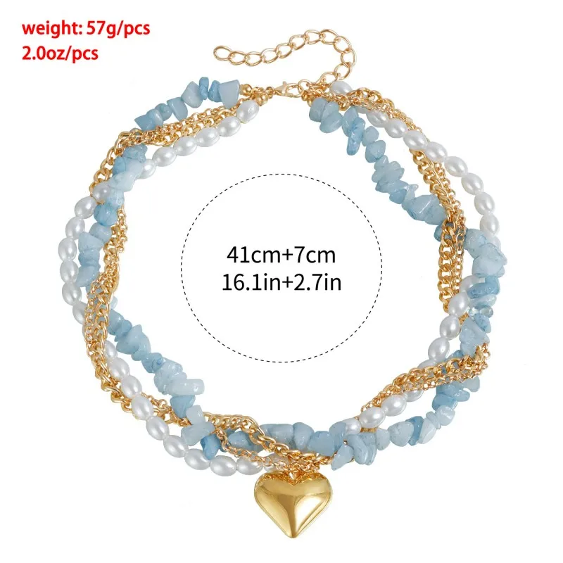Fashion Exaggerated Heart Pendant Necklaces for Women Creative Punk Pearl Stone Chain Choker Necklace Female Party Jewelry - Image 6