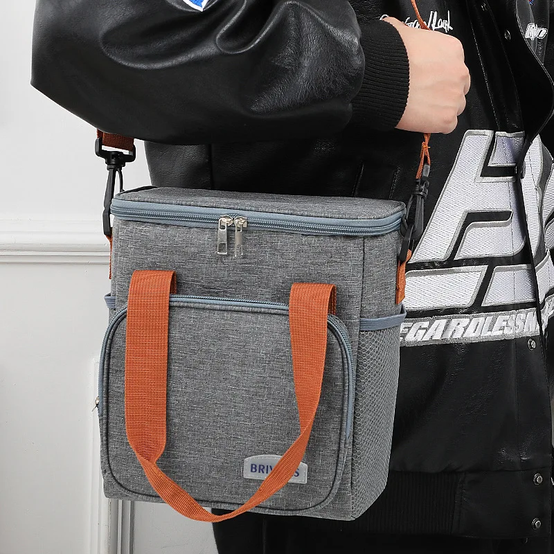 

Insulated Cold Retention Crossbody Bento Bag - Portable Multiple Pockets Lunch Box Bag for Outdoor Picnic Rice Storage