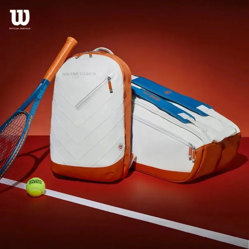 

New For Wilsons Tennis Racket Backpack French Open Super Tour Tennis Racket bag Soft Leather 2PK Streamlined Sports backpack