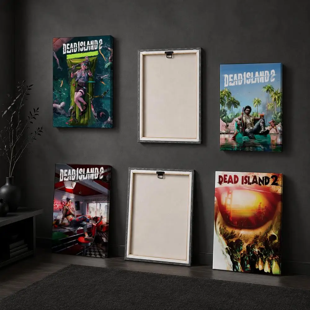 D-Dead I-Island 2 Horror Game Framed Wall Painting Wood Framed Canvas Poster Wall Art For Bedroom Hallway Bar Office Home Decor