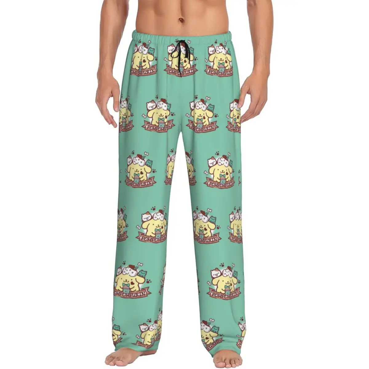 

Custom Print Men's Pompompurin Pajama Pants Kawaii Sleepwear Sleep Lounge Bottoms with Pockets