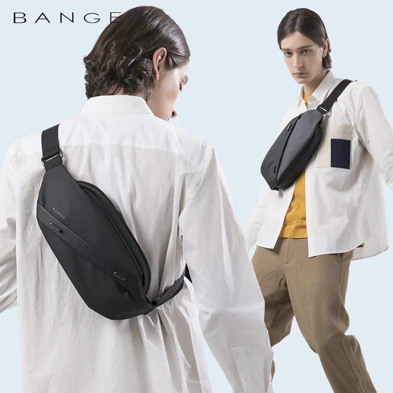 BANGE-Sac à Bandoulière Multifonction Étanche de Grande Capacité pour Homme, Sacoche de Poitrine pour Ceinture Assressenti