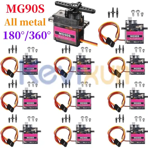 MG90S Servo 2/5/10 Pcs All Metal Gear 9g SG90 Versione Aggiornata Per Elicottero Aereo Barca Auto Trex 450 RC Robot 180 360 Gradi