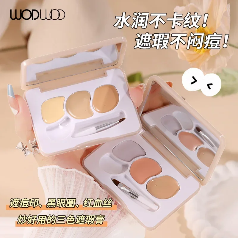 WODWOD 3-color concealer covers spots, acne marks, dark circles and tear troughs with creamy and moisturizing texture