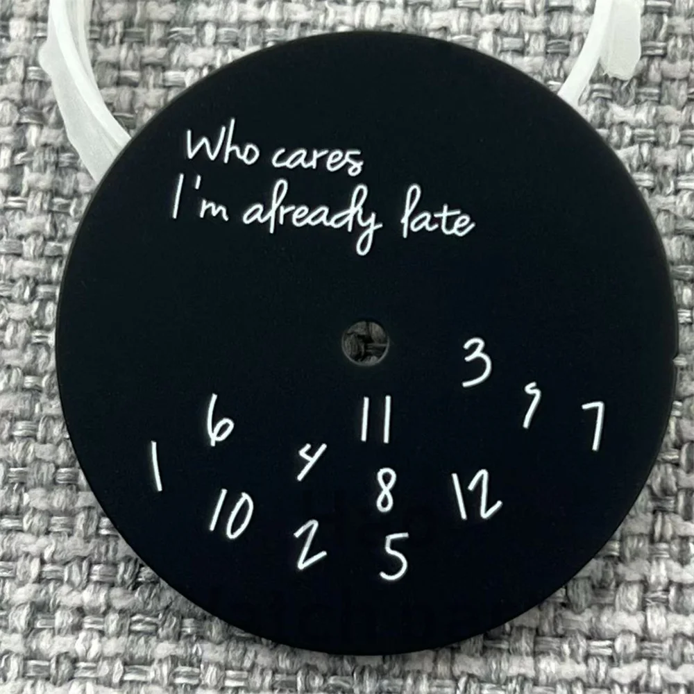 29 مللي متر نص إبداعي أسود أبيض ساعة بقرص "من يهتم أواخر بالفعل" تناسب حركة NH35A NH36 ETA PT5000 Miyota8215