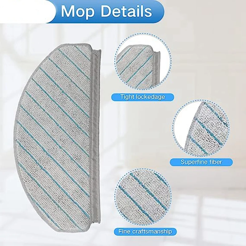 Microfiber Soft Mop Pad Gray & Blue Replacement Parts Reusable Hard Floor Expert For Ecovacs T10 Plus