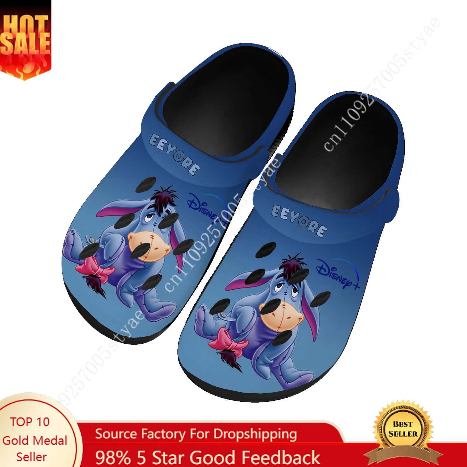 

Disney Eeyore Water Shoes Mens Womens High Quality Fashion Home Garden Clogs Custom Sandals Beach Breathable Hole Slippers
