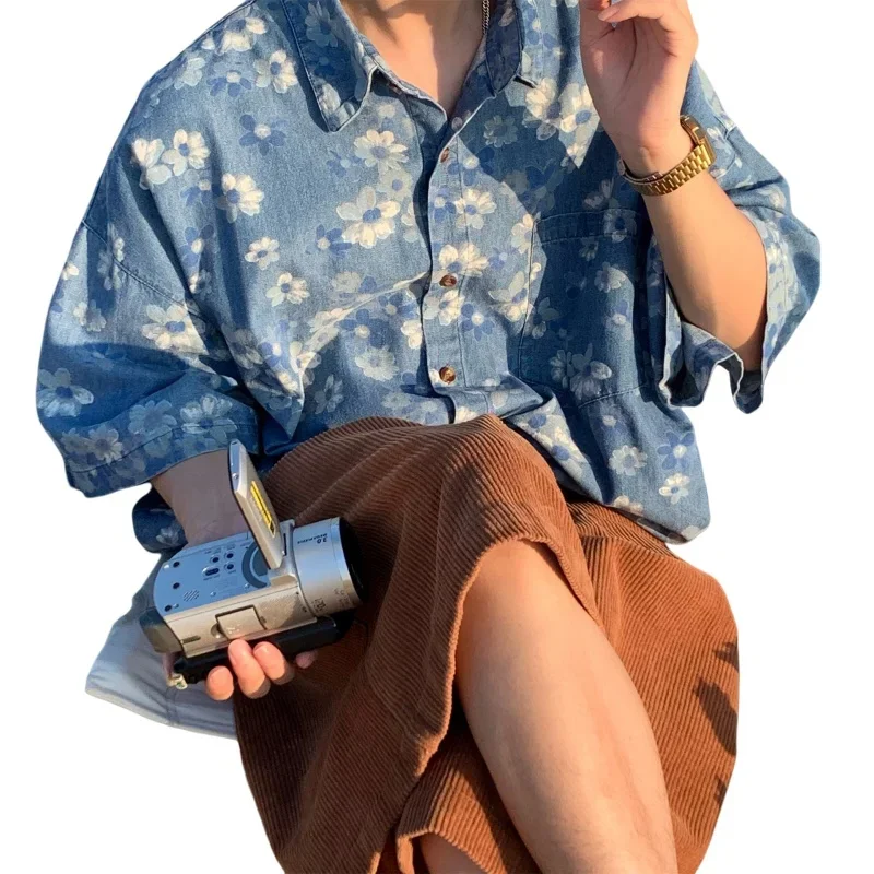 

Мужские модные повседневные топы, дышащие рубашки с длинными рукавами, блузки, мужская свободная хлопковая рубашка, пляжная рубашка с принтом, уличная мужская одежда