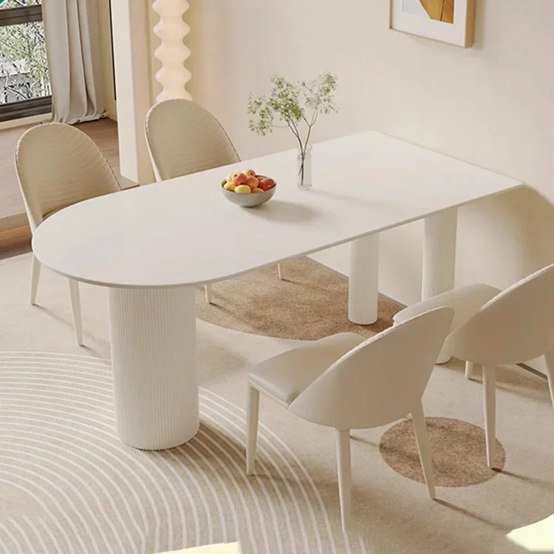 Mesa de Jantar Moderna de Luxo Branca Nórdica Vintage Semicircular Impermeável Conjuntos de Móveis para Sala de Jantar