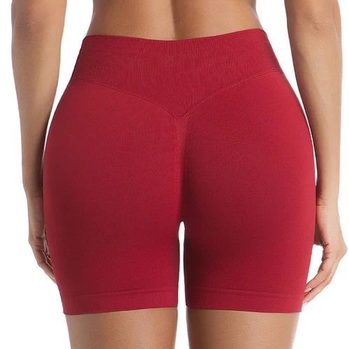 Imagen 2 del producto Pantalones cortos de gimnasio para mujer, pantalones cortos deportivos para Fitness, banda baja acanalada, pantalones cortos de Yoga, mallas sin costuras para entrenamiento