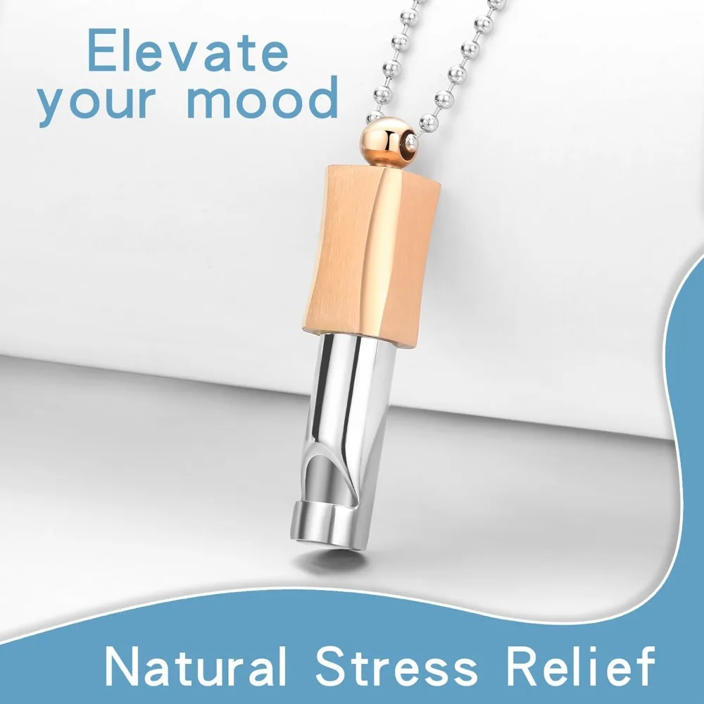 Stainless Steel Mindfulness Whistle Pendant Can Blow Stress Relief Titanium Steel Meditation Necklace Smoking Cessation Aid Tool