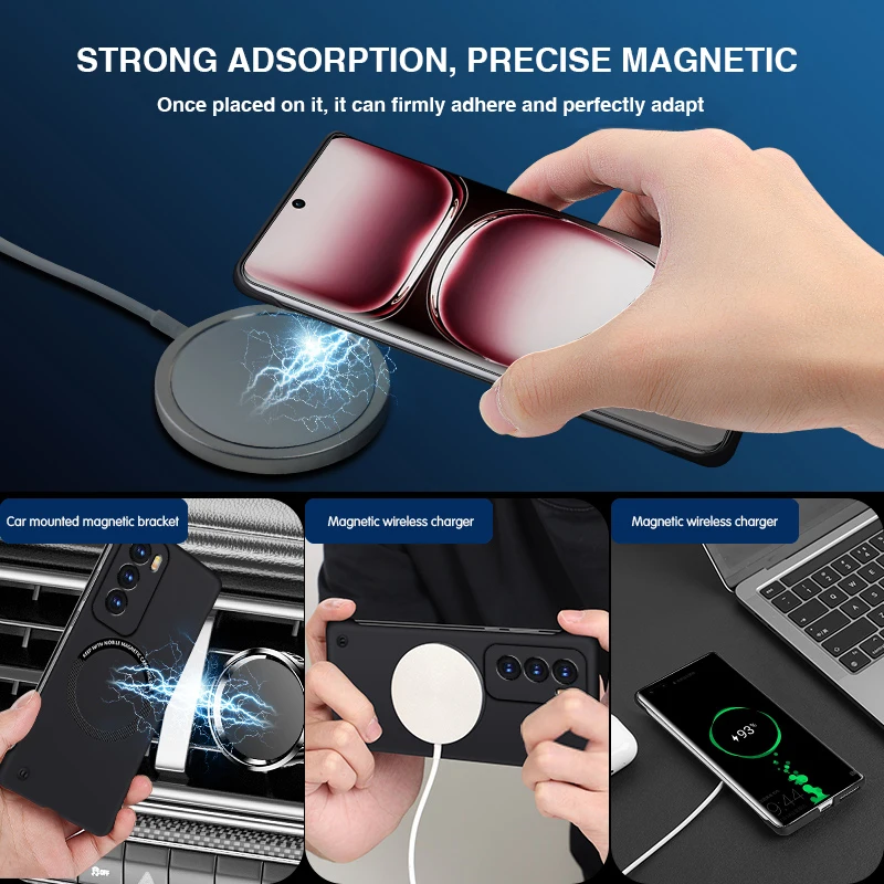 Funda de teléfono ultrafina con carga magnética sin marco para OPPO Reno12 Reno 12 Pro 12Pro Reno12Pro 5G, cubiertas sólidas de Color puro para PC duro