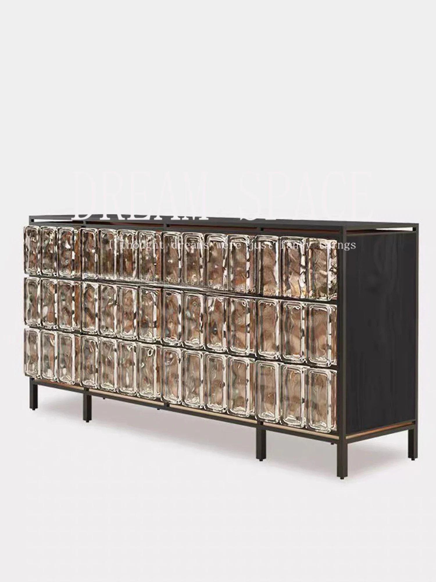 D25Italian minimalist premium crystal glass brick dining side cabinet household antique locker