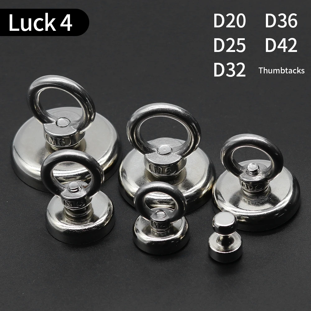 N52 Super Strong Neodymium Fishing Magnet Hook Heavy Duty Rare Earth Magnet with Countersunk Hole Eyebolt Salvage Magnet