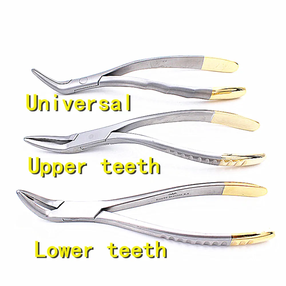 Dental tools 3 pieces/set residual root forceps, extraction forceps, curved upper and lower jaw universal pliers