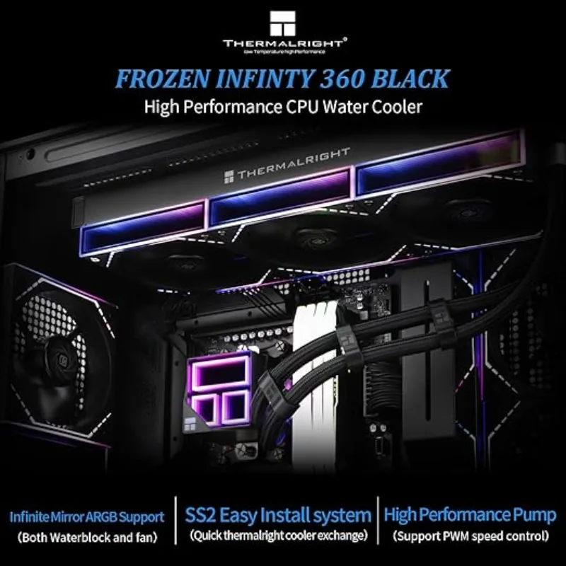 Thermalright Frozen Infinity 360 noir CPU refroidisseur d'eau Infinity miroir CPU liquide refroidisseur pour AM4 AM5 Intel 1851/115X/1200/2011