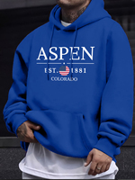 Aspen Colorado Est 1881 Print Clothes Man 12 Color Commute Streetwears Autumn Simple Sweatshirt Casual Long Sleeved Pullovers