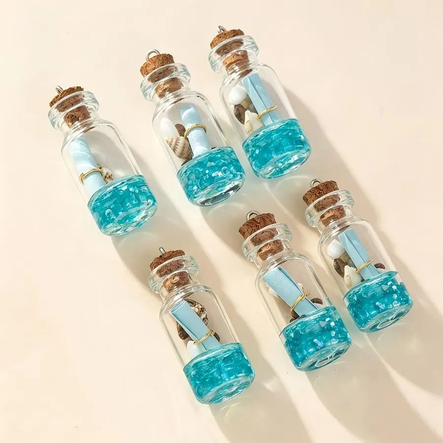 1/5/10/20/50/100pcs Drift Glass Bottle Charms Wish Bottle Pendants for Jewelry Making DIY Handmade Necklace Earrings Accessories