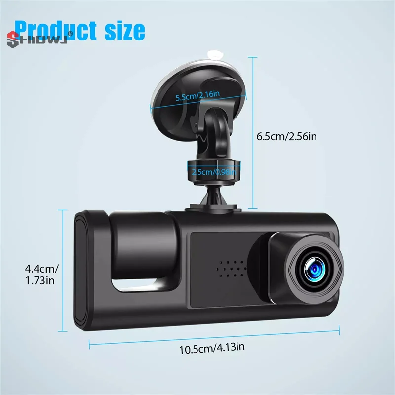 3 Channel Car DVR HD 1080P 3-Lens Inside Vehicle Dash CamThree Way Camera DVRs Recorder Video Registrator Dashcam Camcorder