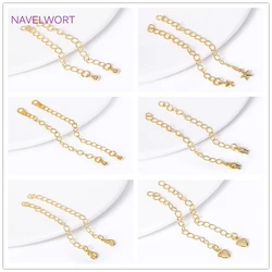 18K Gold Plated With Tag Extension Chain Brass Metal Extension Chains Connectors DIY Necklace Bracelet Jewelry Making Supplies