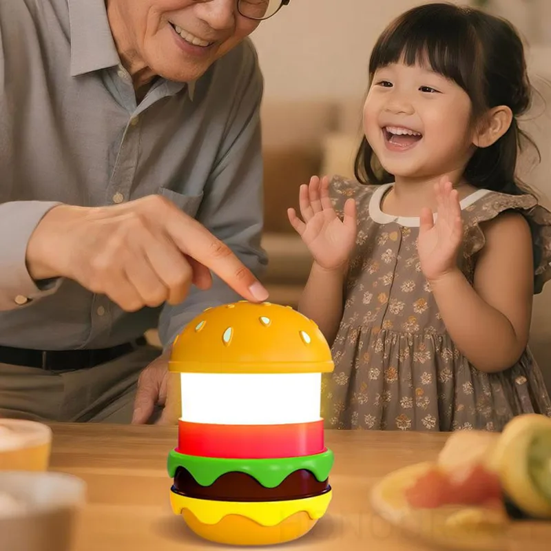 Ai Smart Musicbox غرفة نوم الطفل الأبيض الضوضاء الجدول مصباح LED ضوء الليل شكل همبرغر الإبداعية سمّاعات بلوتوث ضوء السمعات #2